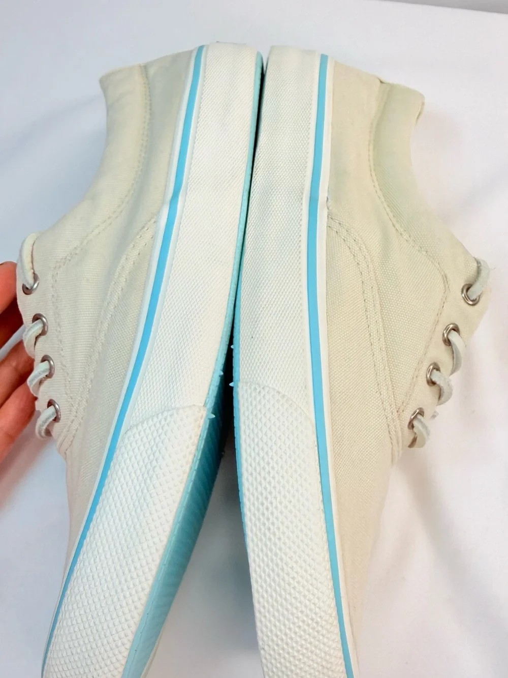 Sperry Top-Sider Striper II CVO Canvas Sneakers Off-White Men's 7.5 NWOT *Defect